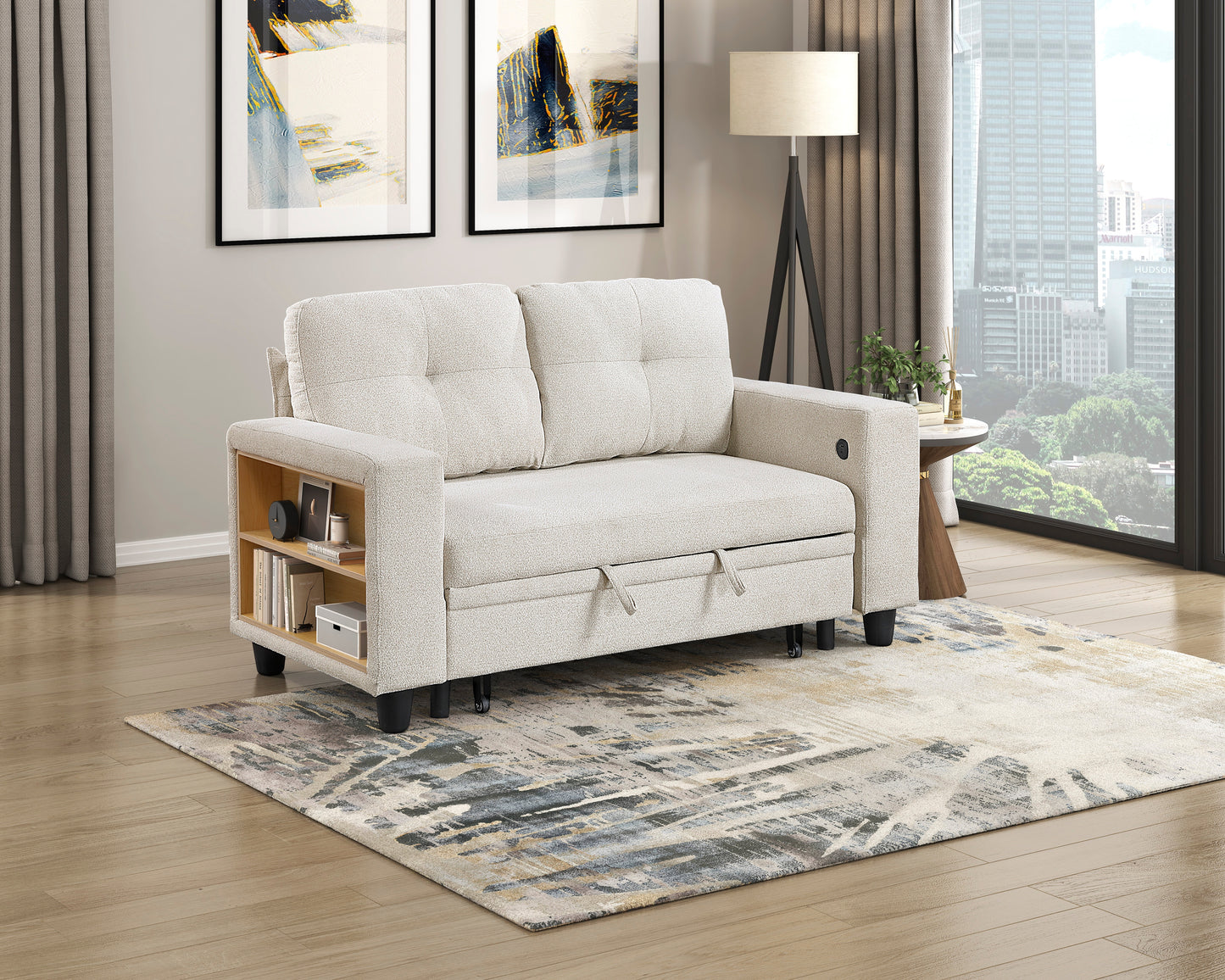 9705BE-2* - (2)Love Seat with Pull-out Bed, Shelves and Charging Ports