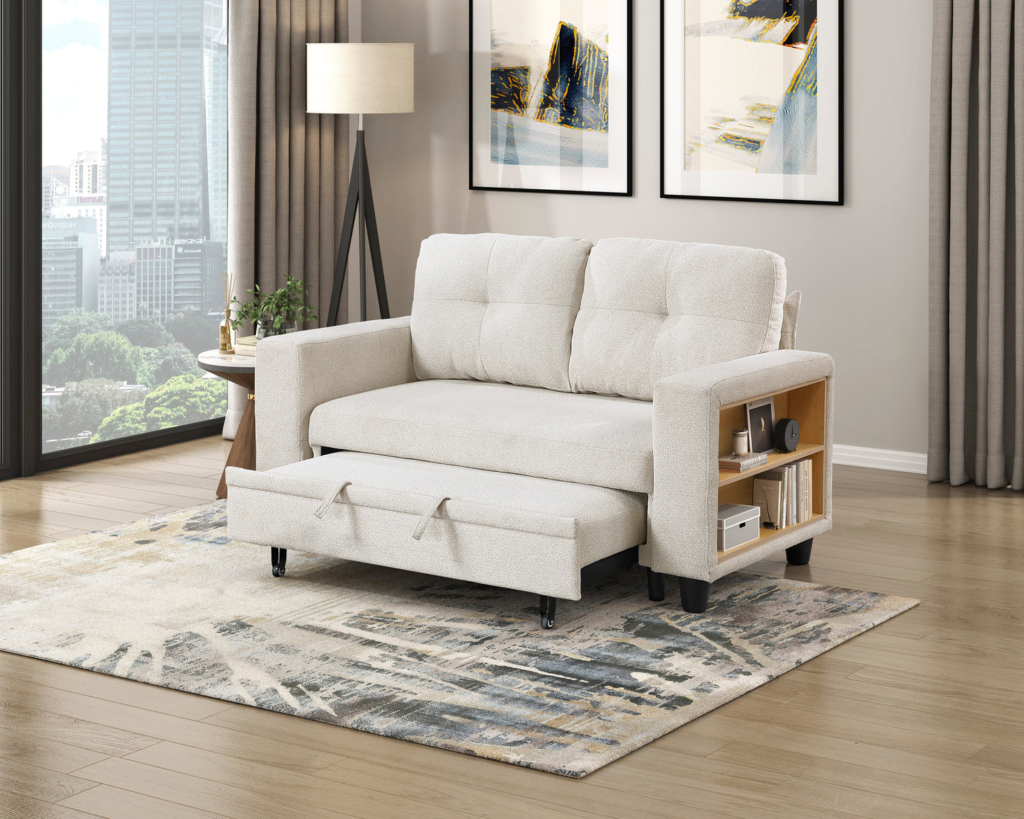 9705BE-2* - (2)Love Seat with Pull-out Bed, Shelves and Charging Ports