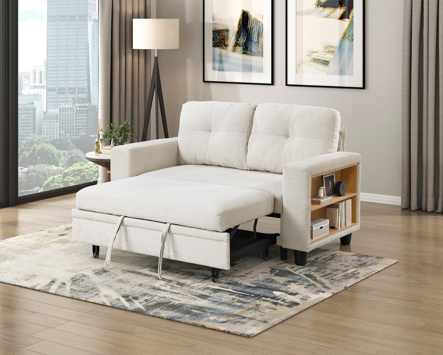 9705BE-2* - (2)Love Seat with Pull-out Bed, Shelves and Charging Ports