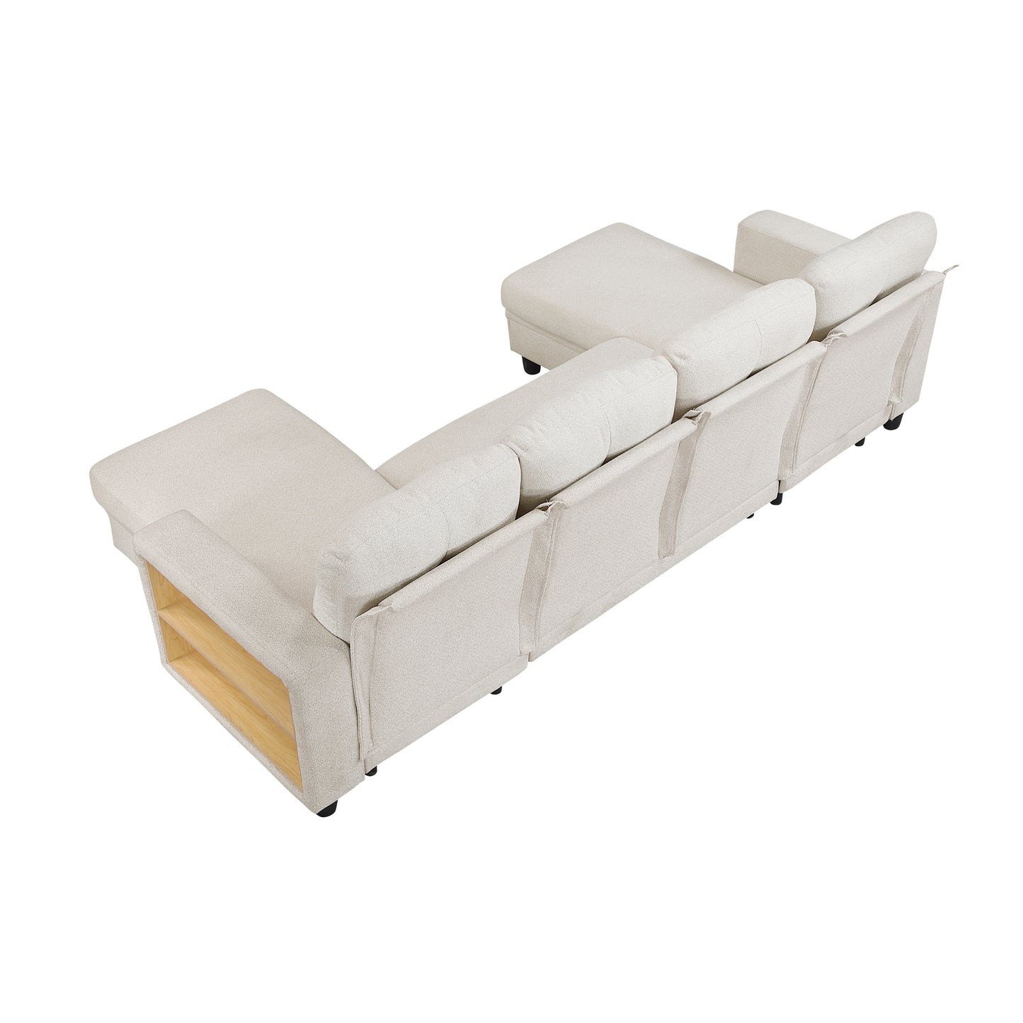 9705BE*42AVC - (4)Sectional with Two Chaises, Pull-out Bed, Shelves and Charging Ports