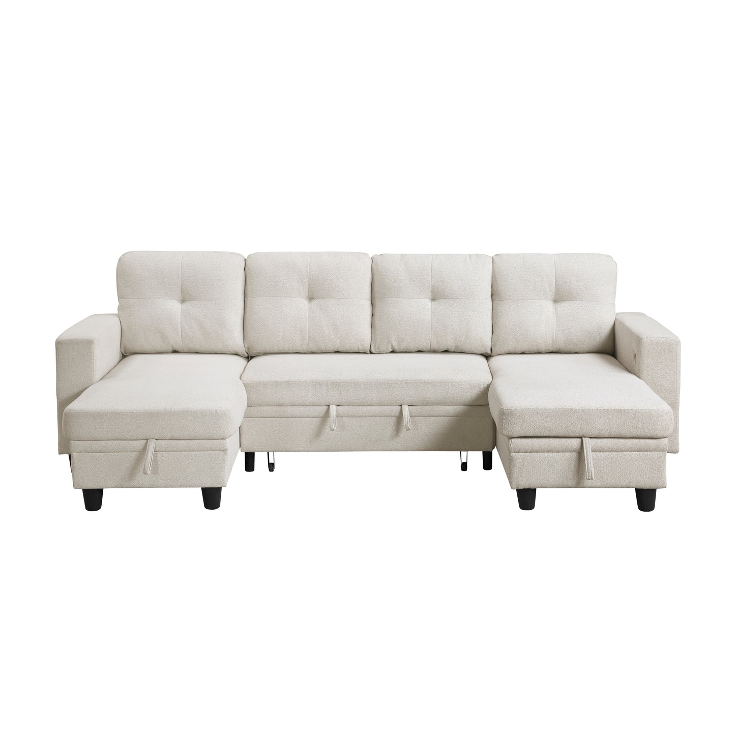 9705BE*42AVC - (4)Sectional with Two Chaises, Pull-out Bed, Shelves and Charging Ports