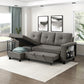 9705DB*32AVC - (3)Sectional with Reversible Chaise, Pull-out Bed, Shelves and Charging Ports