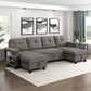 9705DB*42AVC - (4)Sectional with Two Chaises, Pull-out Bed, Shelves and Charging Ports