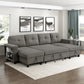 9705DB*42AVC - (4)Sectional with Two Chaises, Pull-out Bed, Shelves and Charging Ports