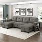 9705DB*42AVC - (4)Sectional with Two Chaises, Pull-out Bed, Shelves and Charging Ports