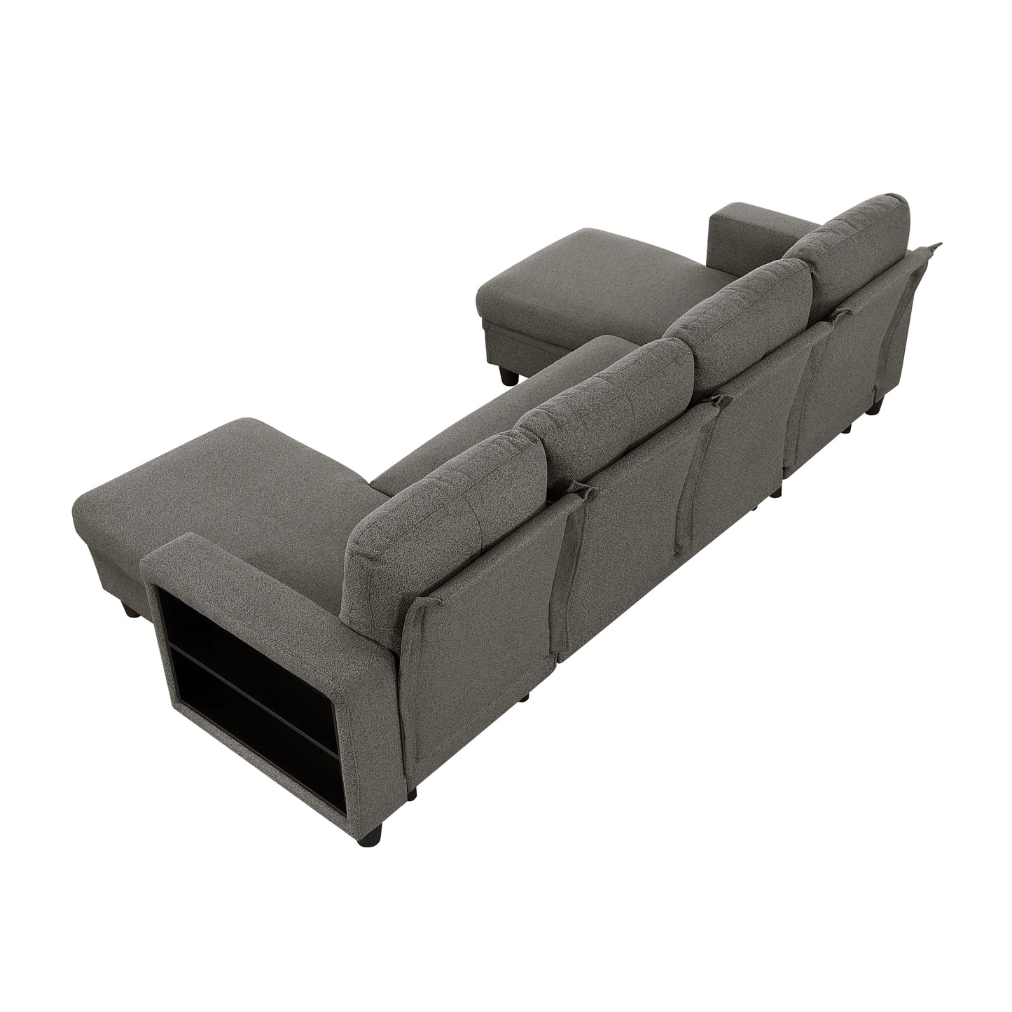9705DB*42AVC - (4)Sectional with Two Chaises, Pull-out Bed, Shelves and Charging Ports