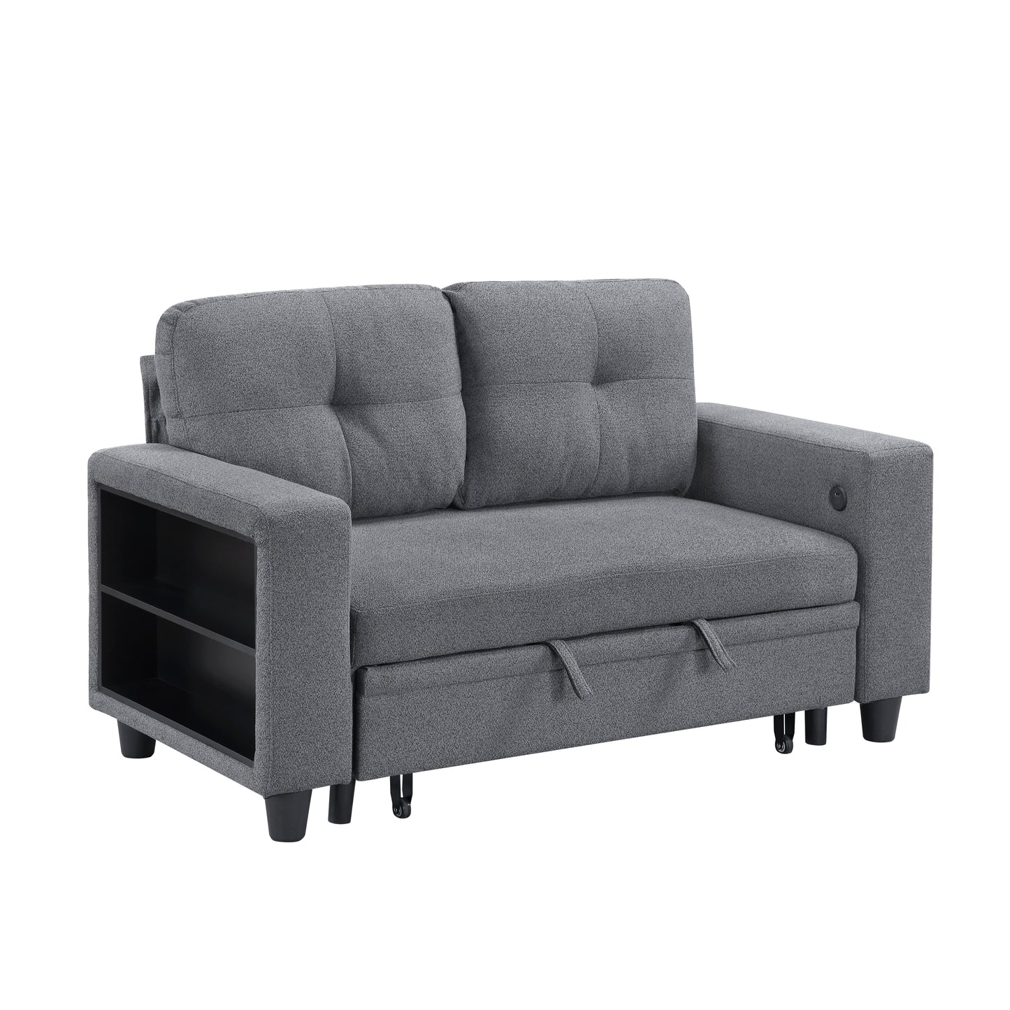 9705GY-2* - (2)Love Seat with Pull-out Bed, Shelves and Charging Ports