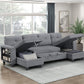 9705GY*42AVC - (4)Sectional with Two Chaises, Pull-out Bed, Shelves and Charging Ports