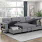 9705GY*42AVC - (4)Sectional with Two Chaises, Pull-out Bed, Shelves and Charging Ports