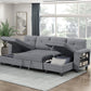 9705GY*42AVC - (4)Sectional with Two Chaises, Pull-out Bed, Shelves and Charging Ports