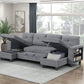 9705GY*42AVC - (4)Sectional with Two Chaises, Pull-out Bed, Shelves and Charging Ports