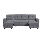 9705GY*42AVC - (4)Sectional with Two Chaises, Pull-out Bed, Shelves and Charging Ports