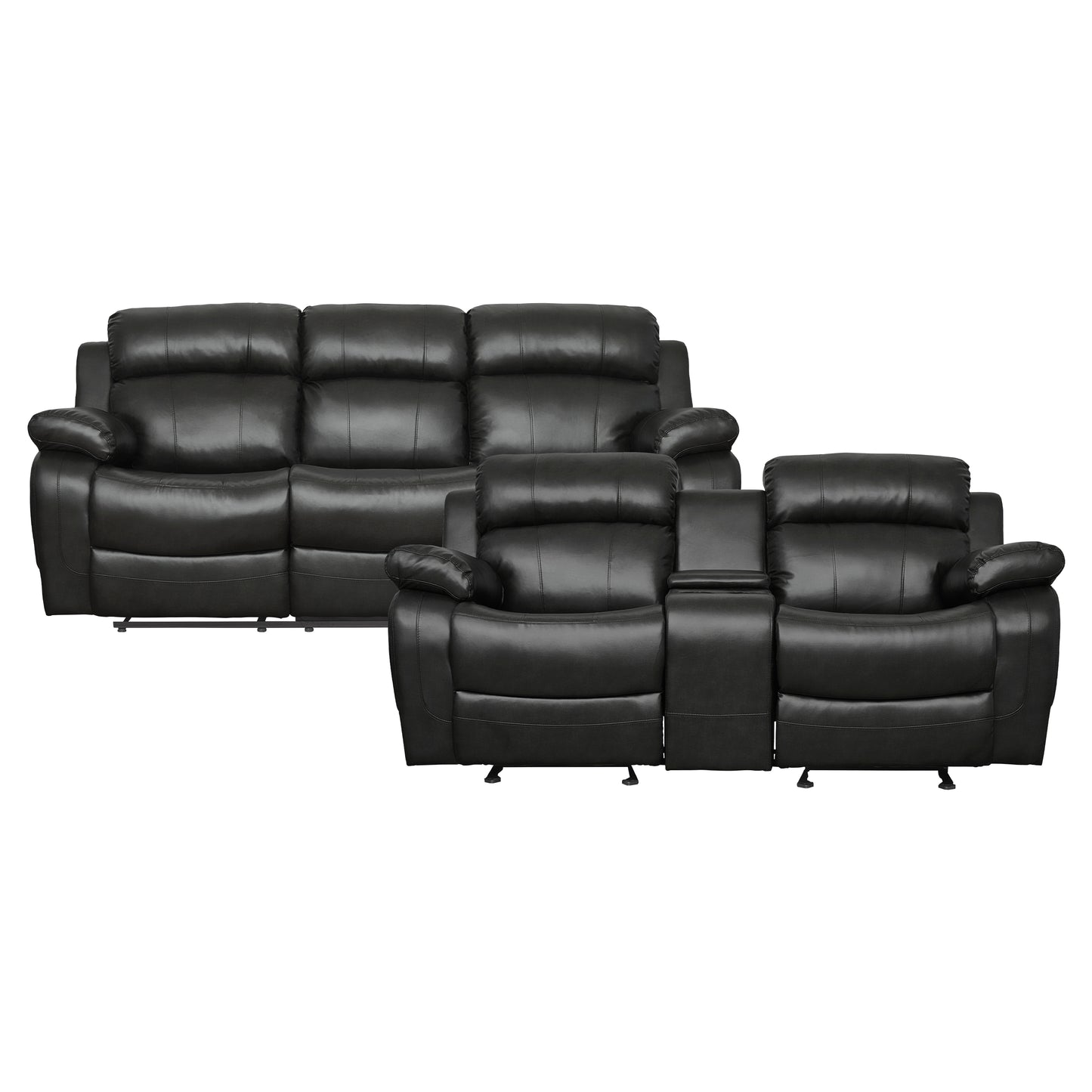 9724BLK*2 - 2pc Set: Sofa, Love