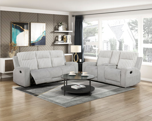 9728LGY-2 - Double Reclining Love Seat with Center Console