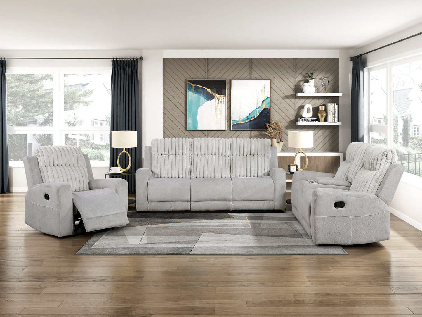 9728LGY-2 - Double Reclining Love Seat with Center Console