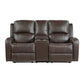 9735BRW-2 - Double Reclining Love Seat with Center Console