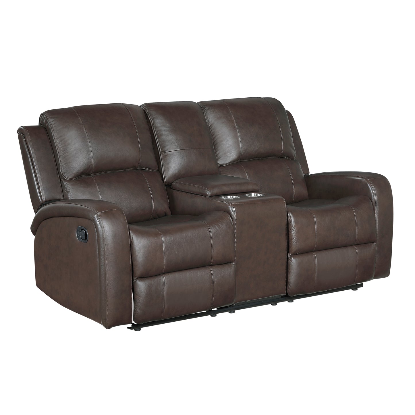9735BRW-2 - Double Reclining Love Seat with Center Console
