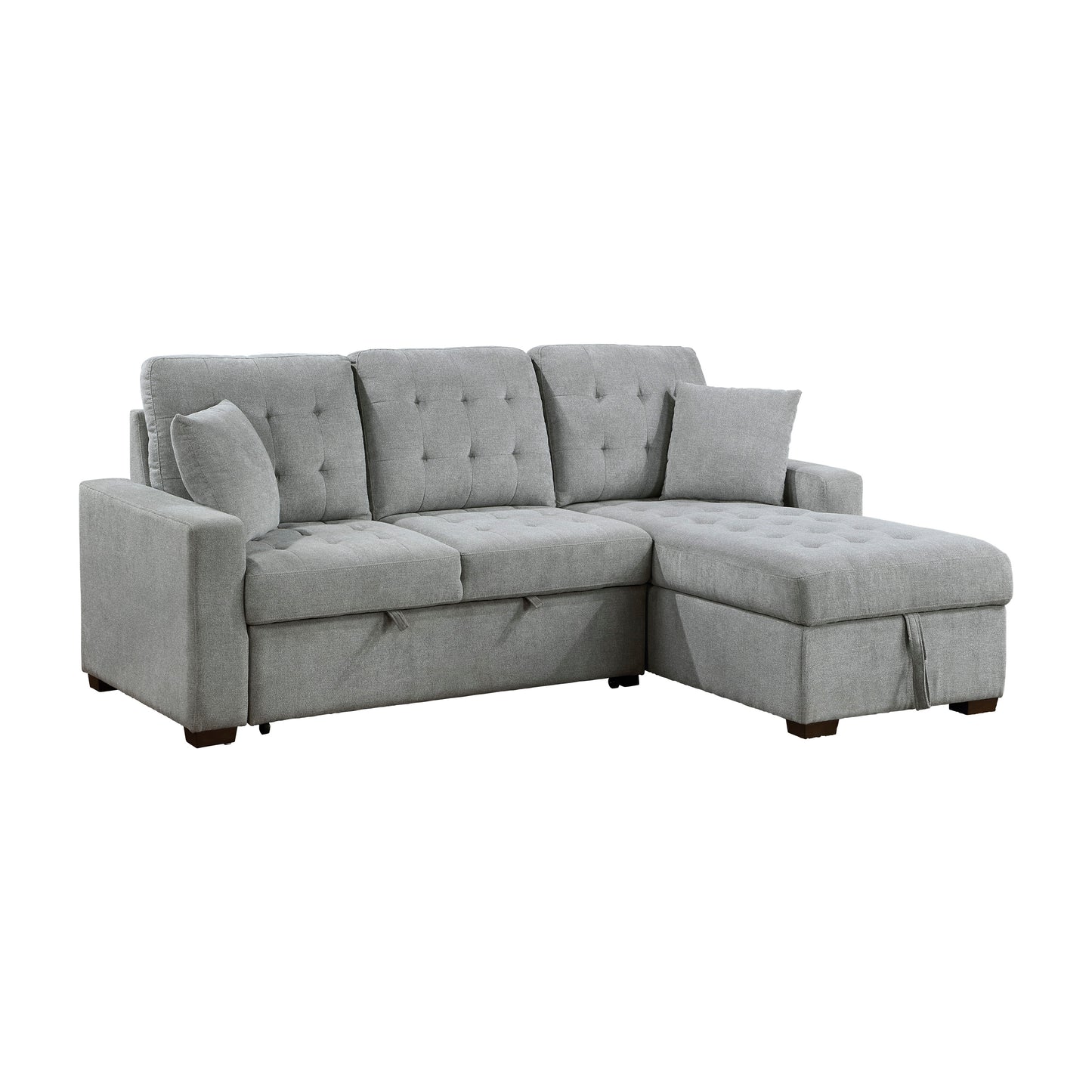 9816GY*SC - (2)2-Piece Sectional with Right Chaise, Pull-out Bed and Hidden Storage