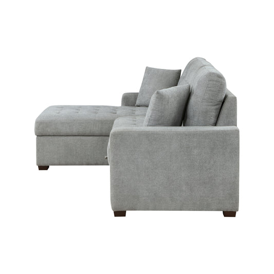 9816GY*2LCRL - (2)2-Piece Sectional with Left Chaise, Pull-out Bed and Hidden Storage