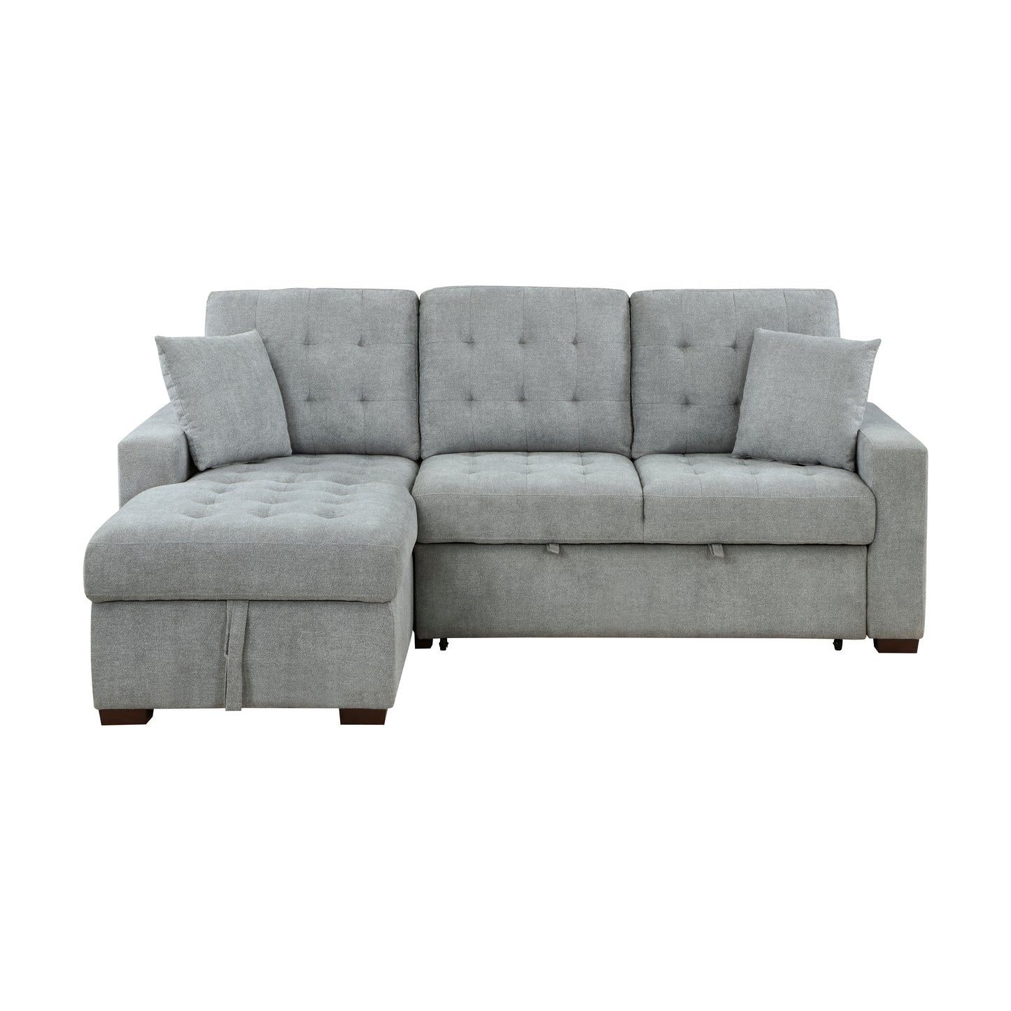 9816GY*2LCRL - (2)2-Piece Sectional with Left Chaise, Pull-out Bed and Hidden Storage