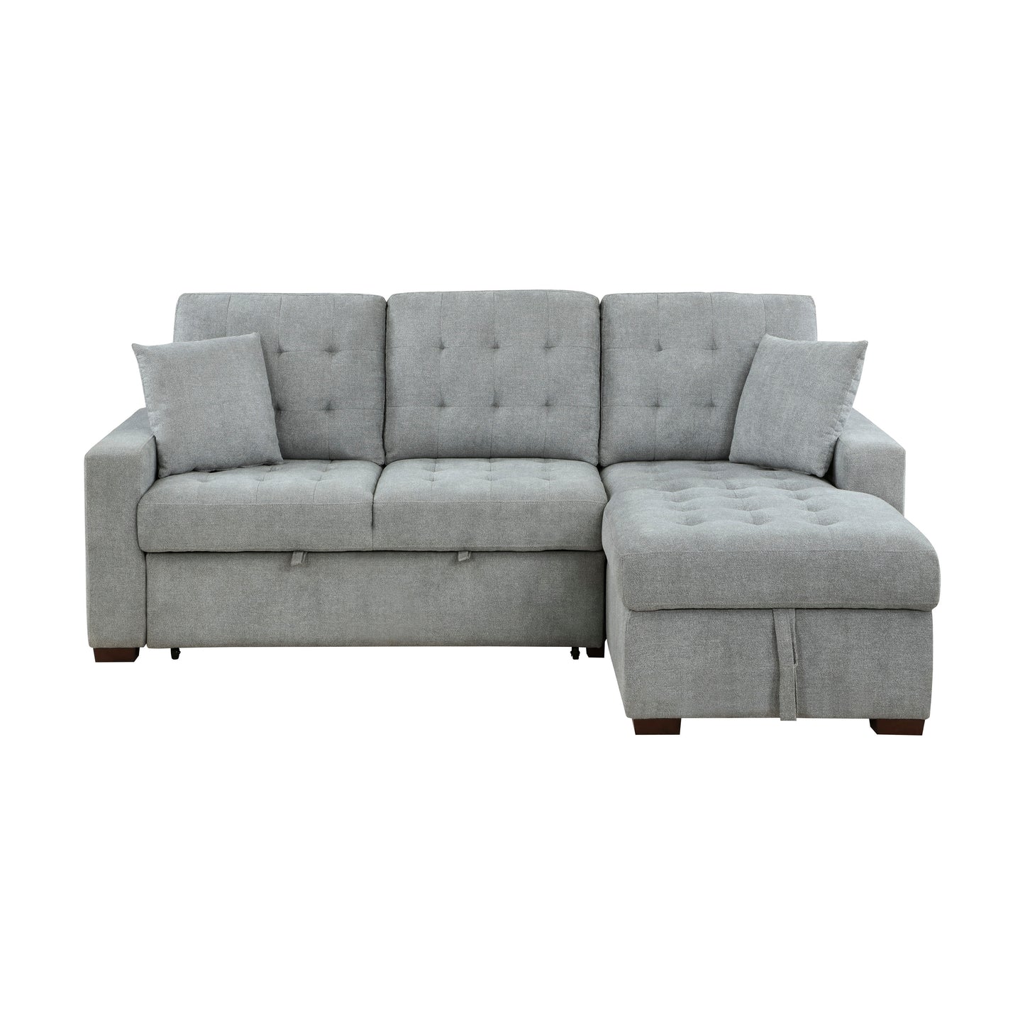 9816GY*SC - (2)2-Piece Sectional with Right Chaise, Pull-out Bed and Hidden Storage