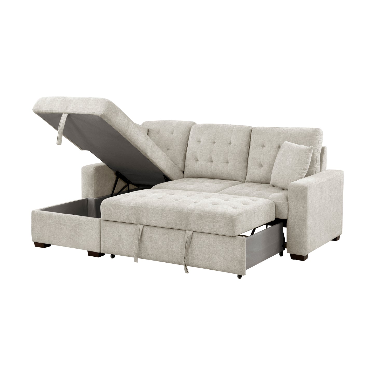 9816SN*2LCRL - (2)2-Piece Sectional with Left Chaise, Pull-out Bed and Hidden Storage