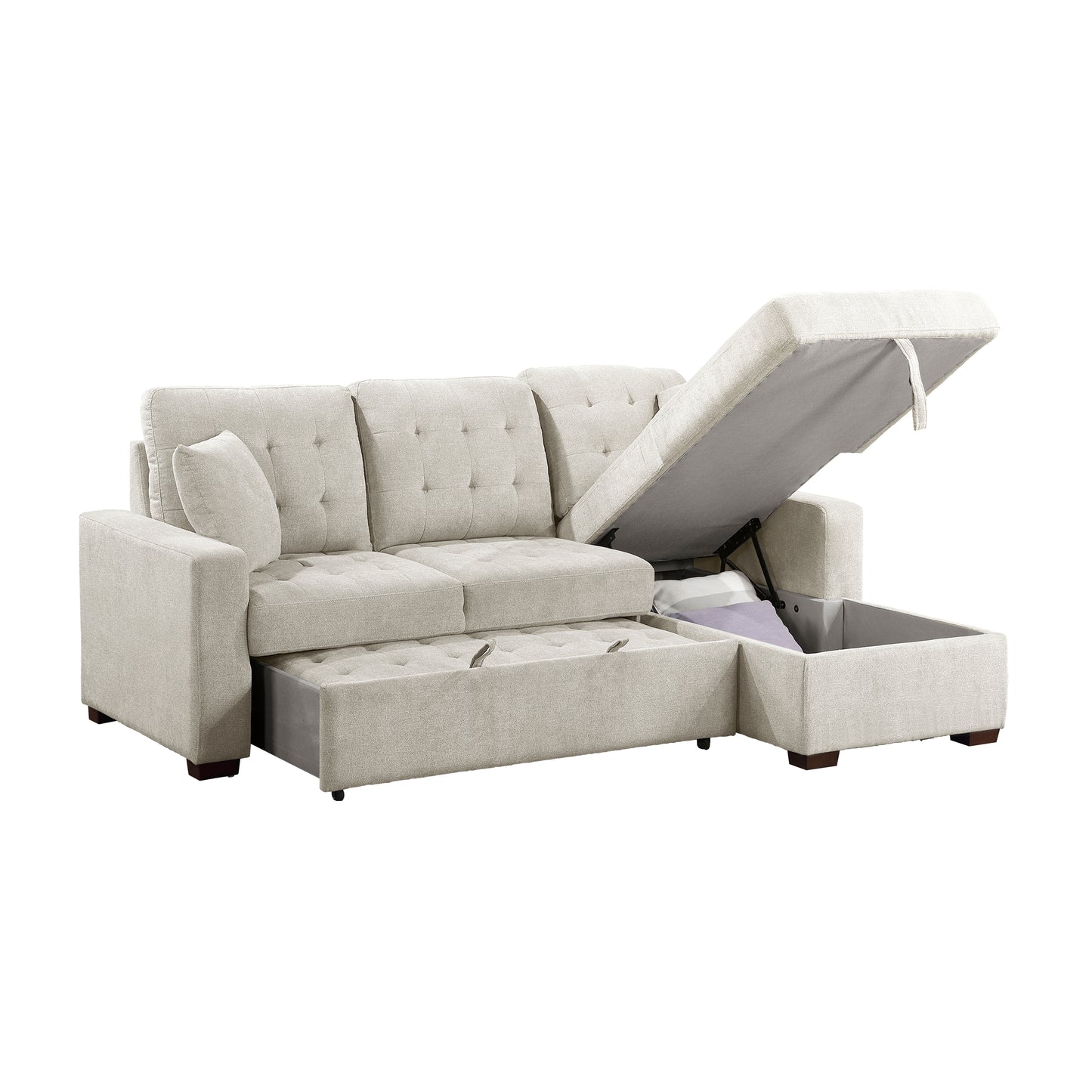 9816SN*2LLRC - (2)2-Piece Sectional with Right Chaise, Pull-out Bed and Hidden Storage
