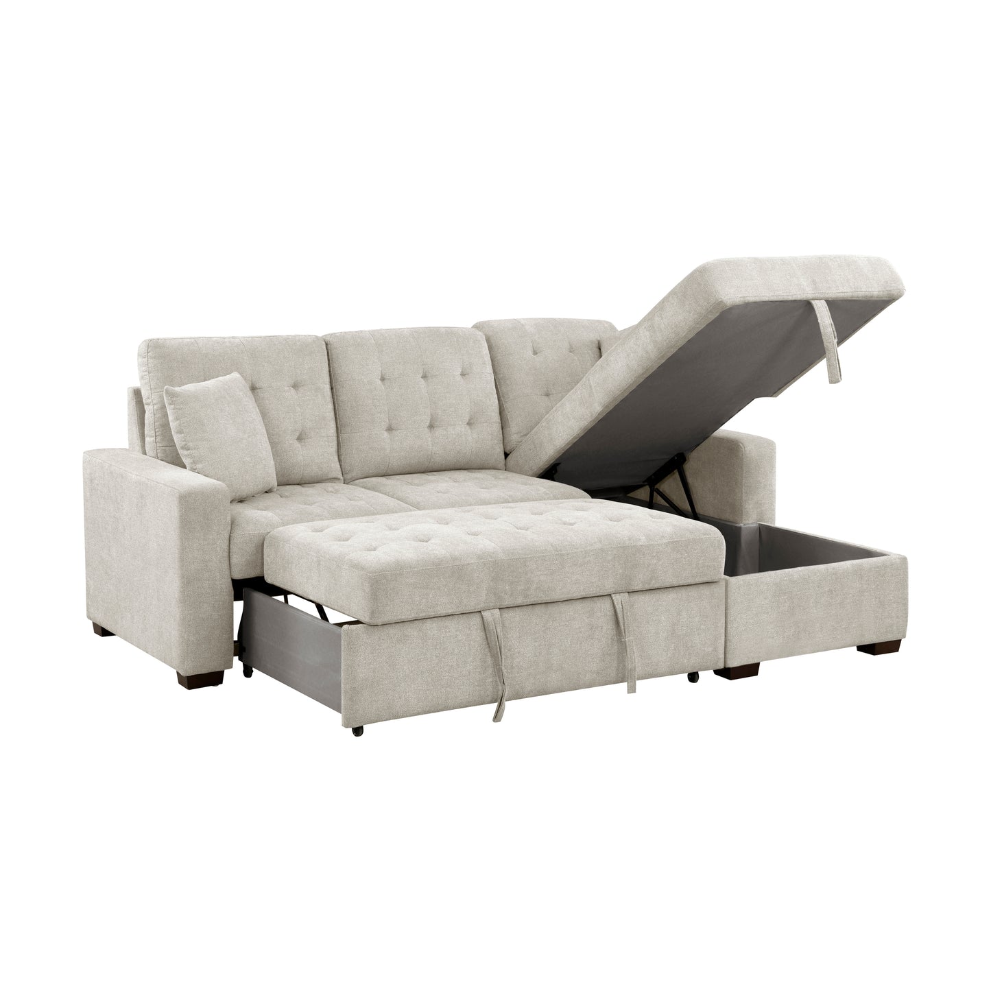 9816SN*2LLRC - (2)2-Piece Sectional with Right Chaise, Pull-out Bed and Hidden Storage