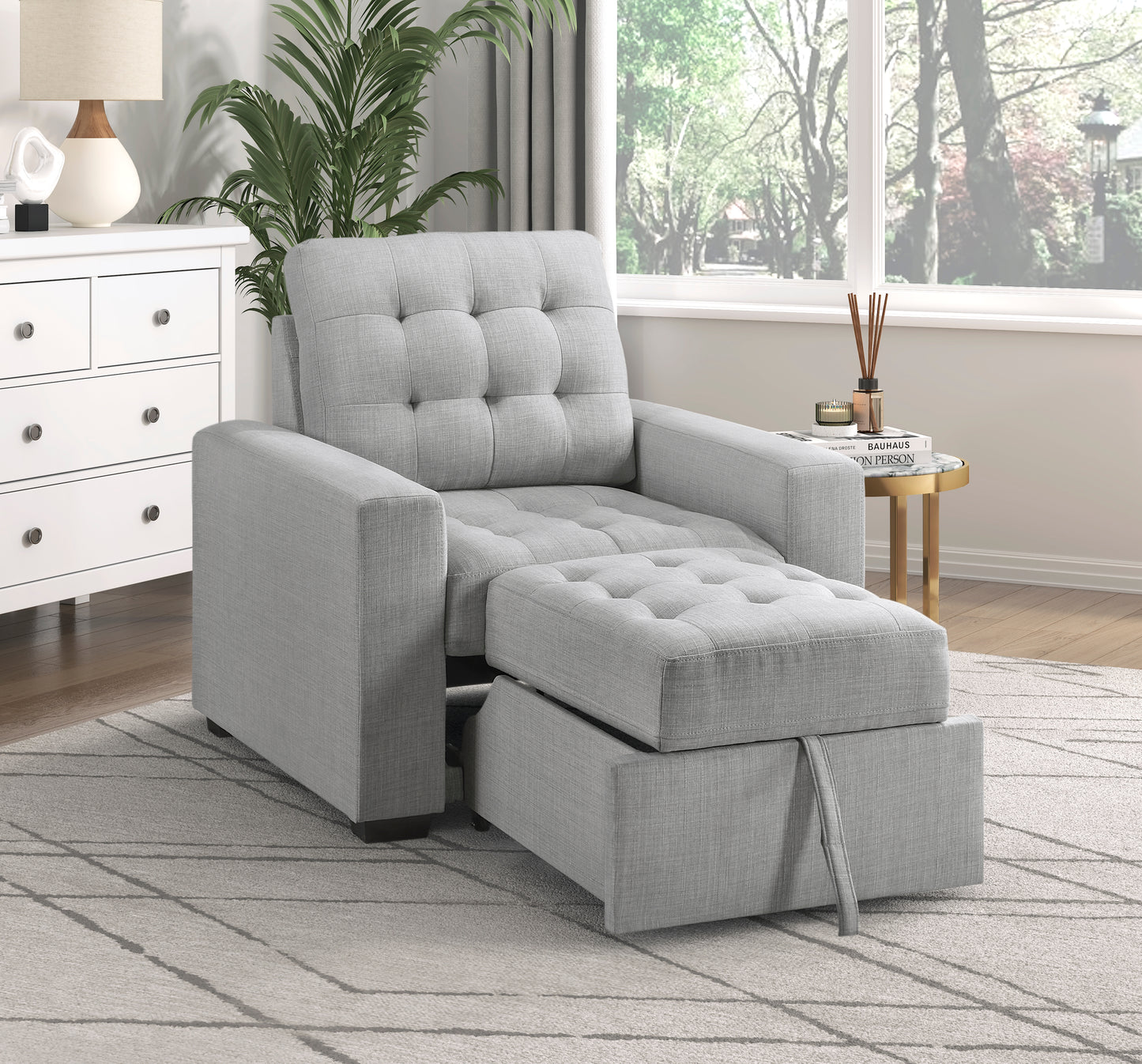 9916GY-1 - Chair with Pull-out Ottoman