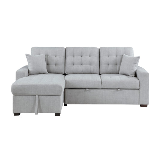 9916GY*2LCRL - (2)2-Piece Sectional with Pull-out Bed and Left Chaise with Hidden Storage