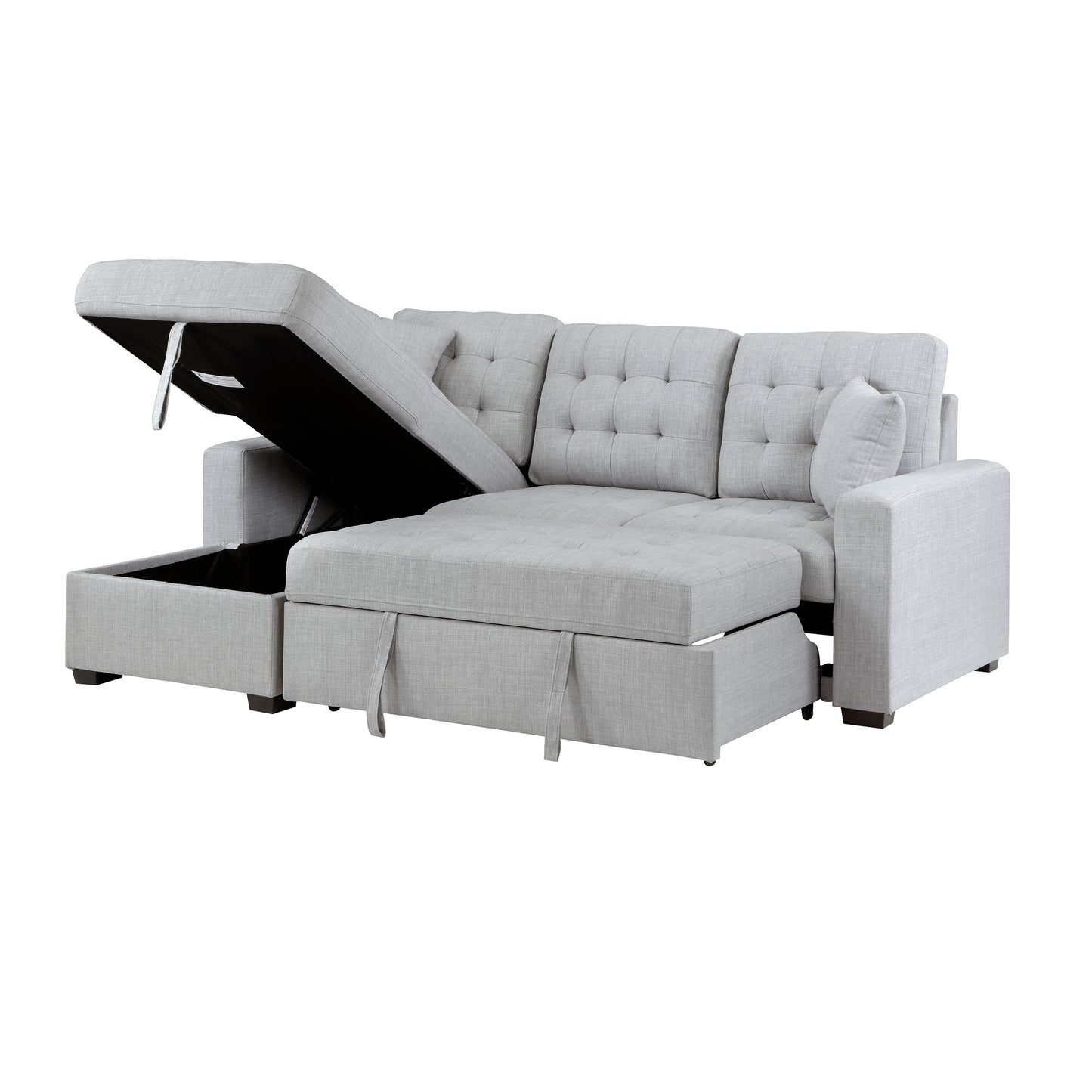 9916GY*2LCRL - (2)2-Piece Sectional with Pull-out Bed and Left Chaise with Hidden Storage