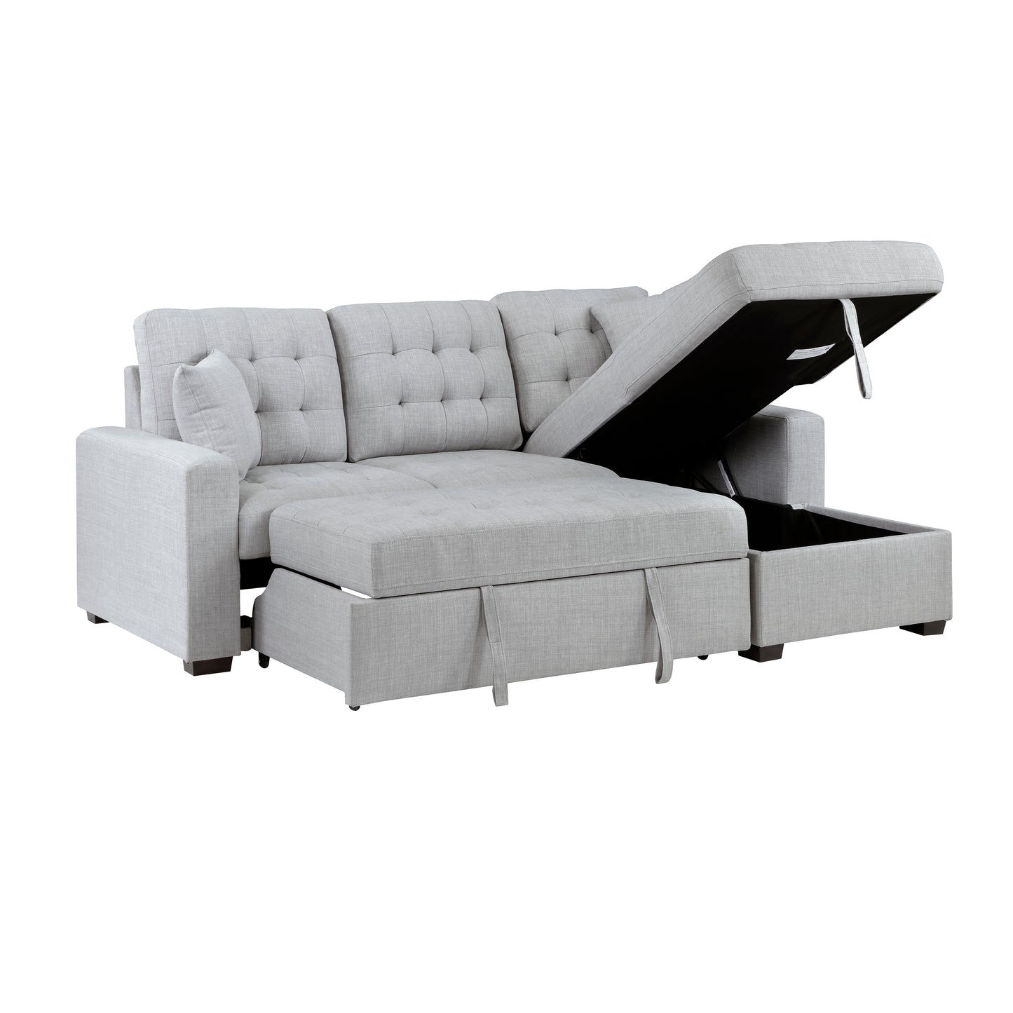 9916GY*2LLRC - (2)2-Piece Sectional with Pull-out Bed and Right Chaise with Hidden Storage