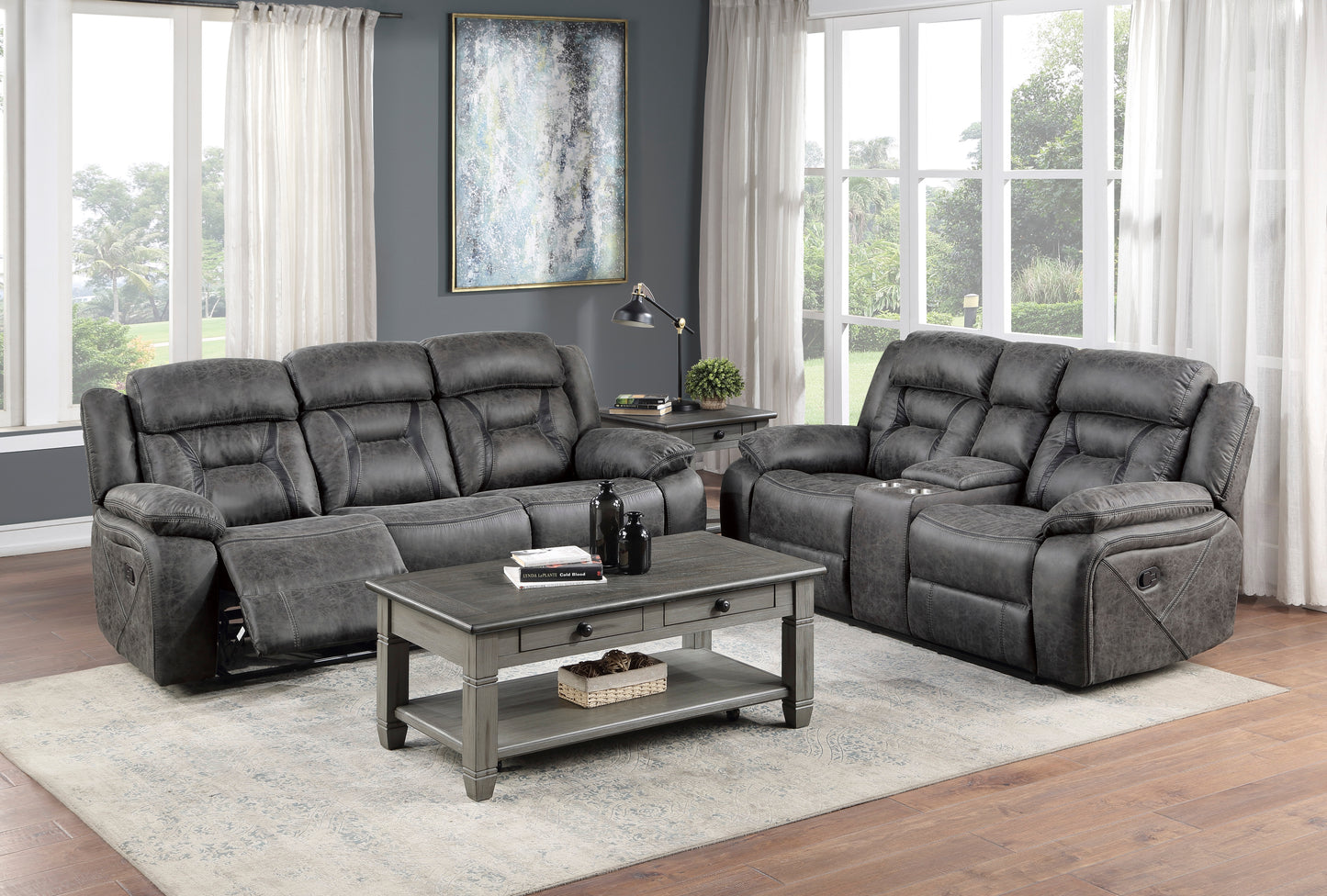 9989GY-3 - Double Reclining Sofa