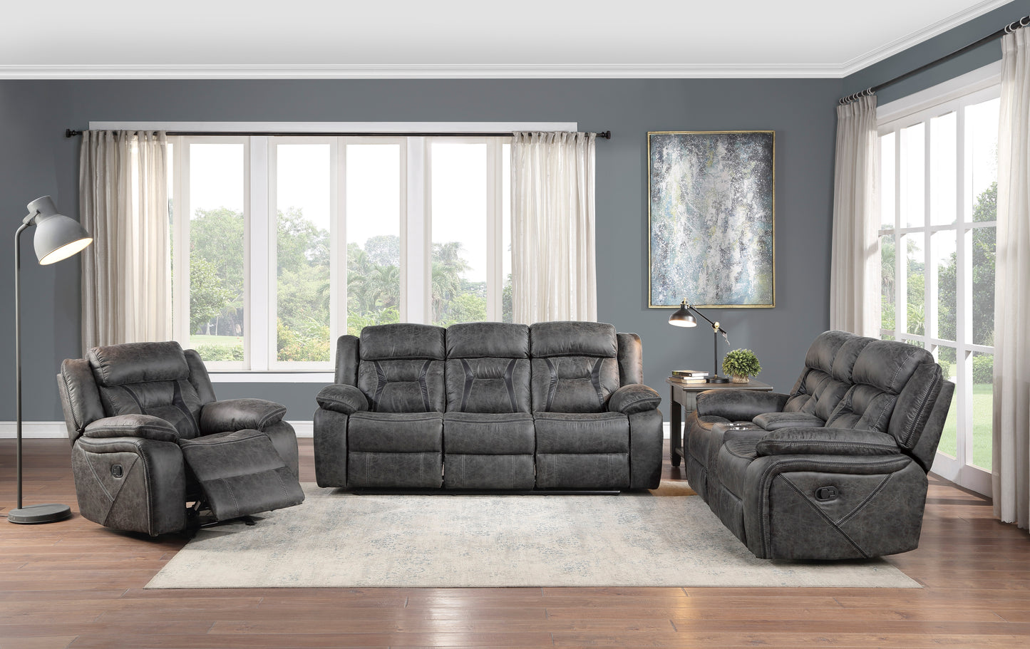 9989GY-3 - Double Reclining Sofa