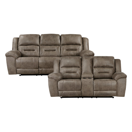 8538BR*2 - 2pc Set: Sofa, Love