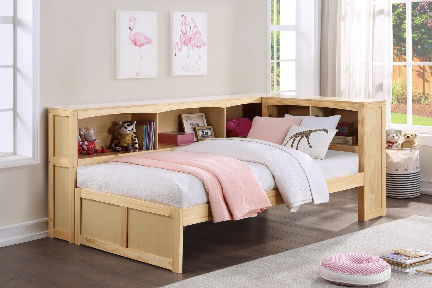 B2043BC-1BC* - (3) Twin Bookcase Corner Bed