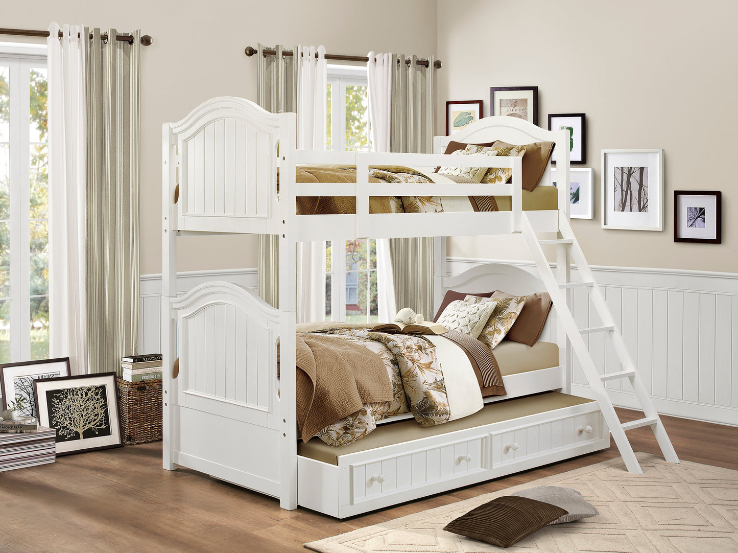B1799-1*R - (4) Twin/Twin Bunk Bed with Twin Trundle