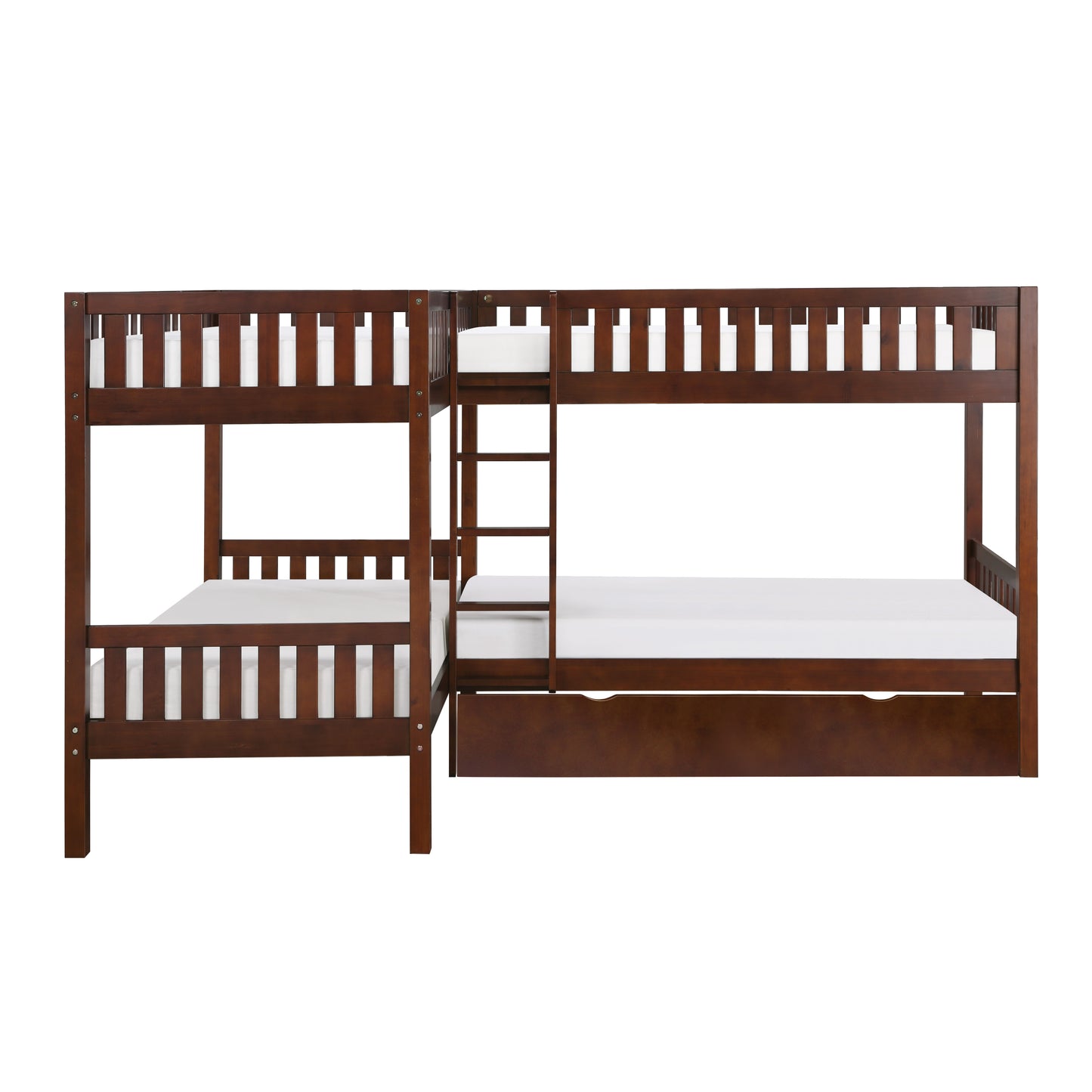 B2013CNDC-1R* - (4) Corner Bunk Bed with Twin Trundle