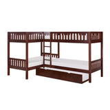 B2013CNDC-1R* - (4) Corner Bunk Bed with Twin Trundle