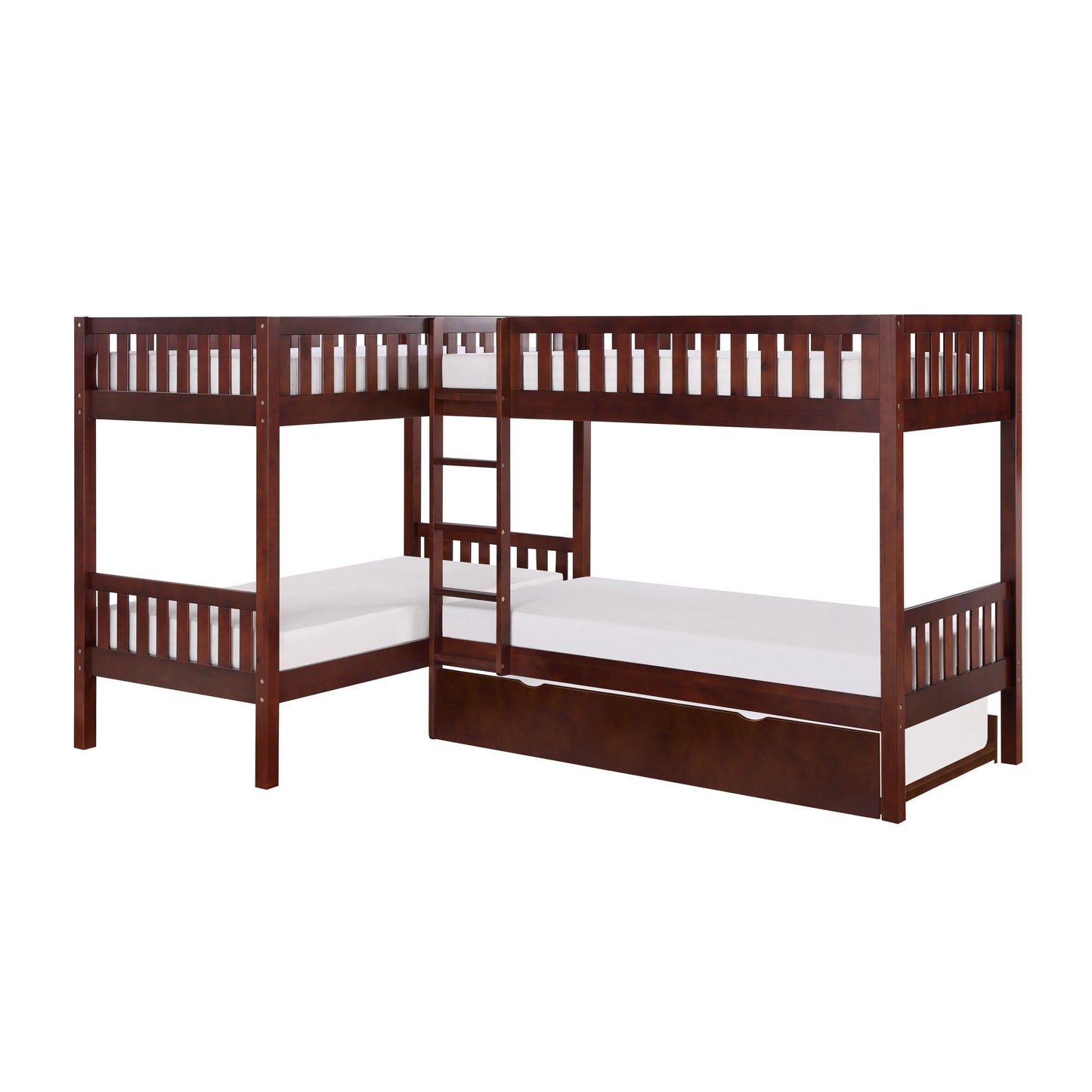 B2013CNDC-1R* - (4) Corner Bunk Bed with Twin Trundle