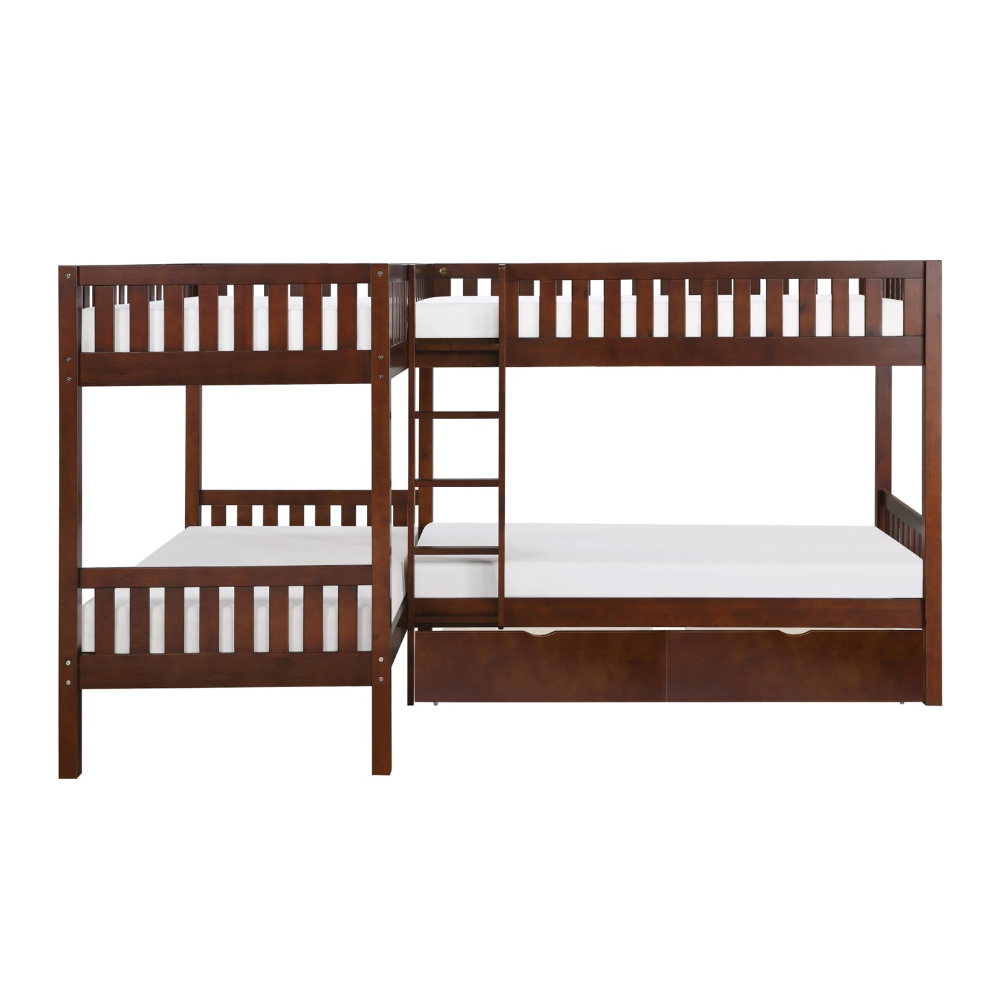 B2013CNDC-1T* - (4) Corner Bunk Bed with Storage Boxes