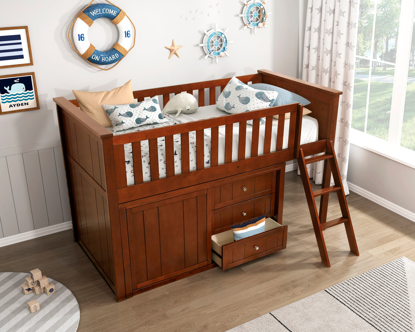 B2013LLDC-1*DR - (4) Low Loft Bunk with Dresser