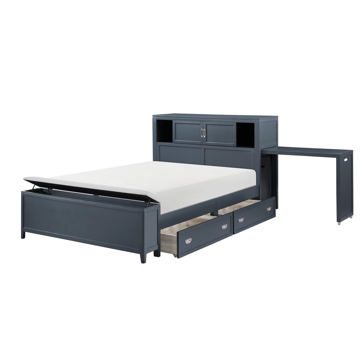 B2024BUBCF-1* - (2) Full Bookcase Bed with Hidden Desk, Stool and Storage Bench