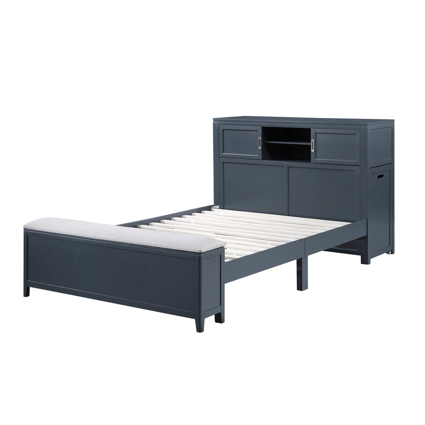 B2024BUBCF-1* - (2) Full Bookcase Bed with Hidden Desk, Stool and Storage Bench