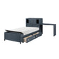 B2024BUBC-1* - (2) Twin Bookcase Bed with Hidden Desk, Stool and Storage Bench