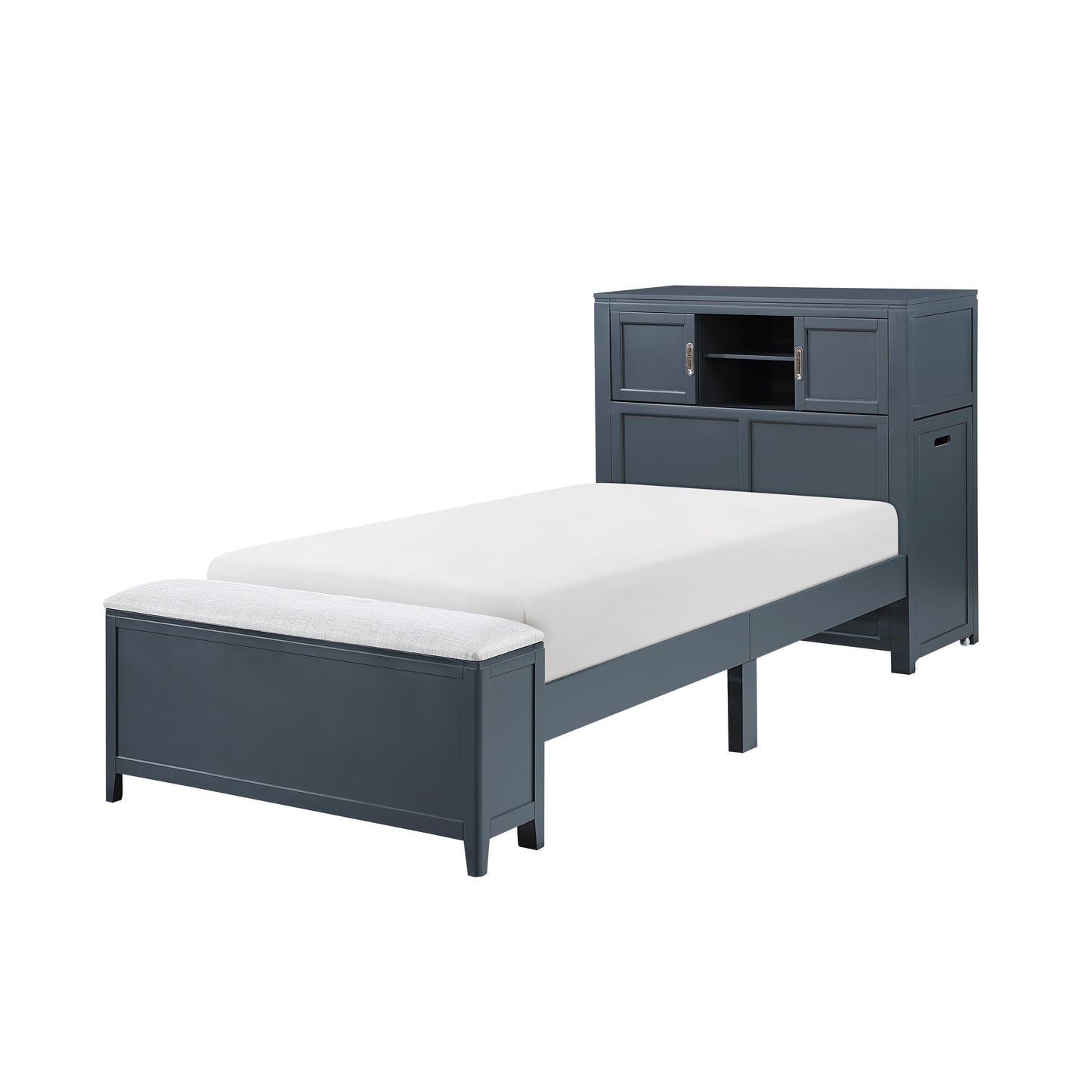 B2024BUBC-1* - (2) Twin Bookcase Bed with Hidden Desk, Stool and Storage Bench
