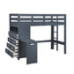 B2024BULTF-1* - (6) Twin/Full Loft Bunk Bed with Chest and Hidden Desk