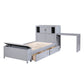 B2024GYBC-1* - (2) Twin Bookcase Bed with Hidden Desk, Stool and Storage Bench