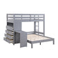 B2024GYLTF-1* - (6) Twin/Full Loft Bunk Bed with Chest and Hidden Desk