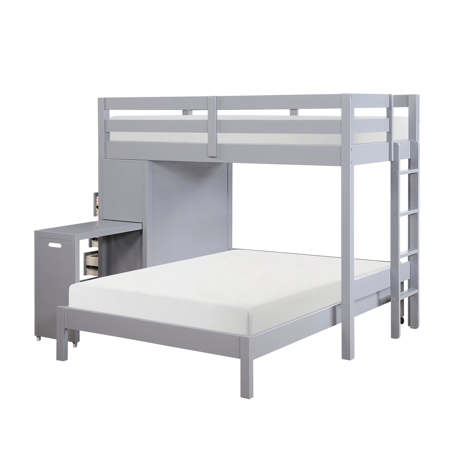 B2024GYLTF-1* - (6) Twin/Full Loft Bunk Bed with Chest and Hidden Desk